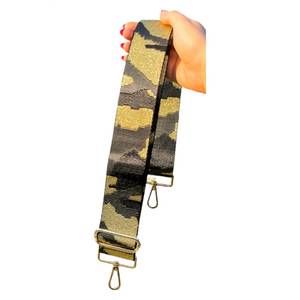 NEW AHDORNED women's metallic handbag strap in green/gold